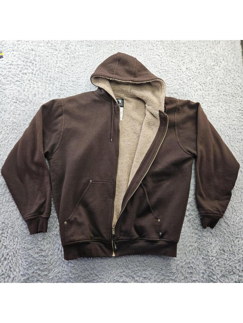 BERNE Workwear Hoodie Sweatshirt Sherpa Lined Hooded Work Sweatshirt XL
